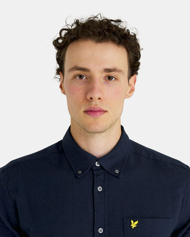 Lyle & Scott Overhemden Plain flannel shirt - dark navy
