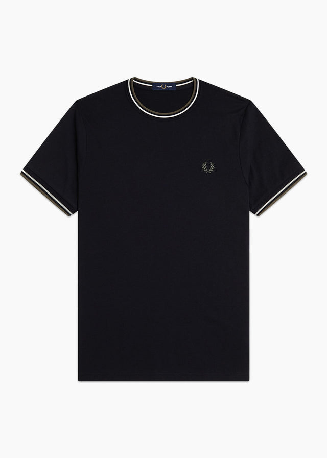 Fred Perry T-Shirts Twin tipped t-shirt - black ecru laurel wreath green