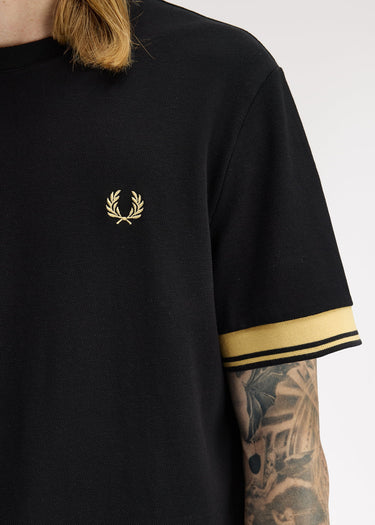 Fred Perry T-shirts Twin tipped cuff t-shirt - black champagne