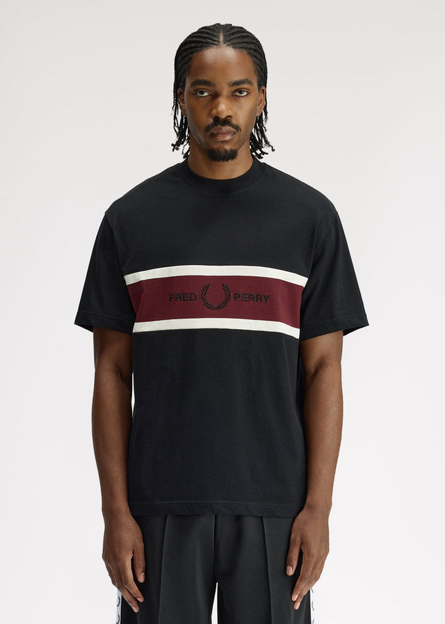 Fred Perry T-Shirts Embroidered panel t-shirt - black