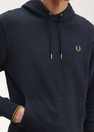 Fred Perry Hoodies Tipped hooded sweatshirt - navy dark caramel