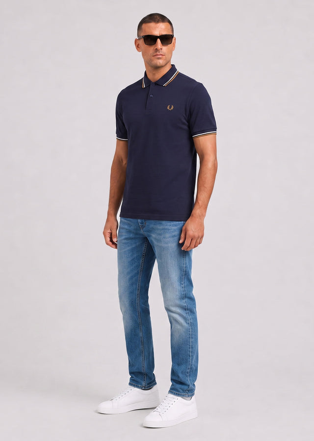 Fred Perry Poloshirts Twin tipped polo - twilight navy snow white dark caramel