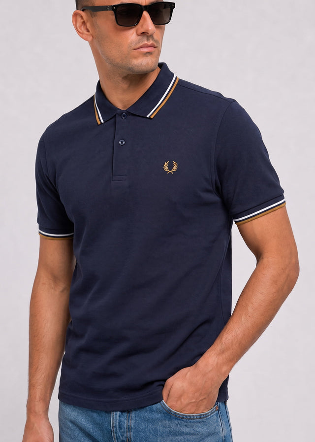 Fred Perry Poloshirts Twin tipped polo - twilight navy snow white dark caramel