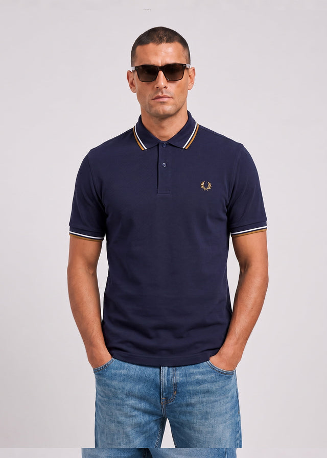 Fred Perry Poloshirts Twin tipped polo - twilight navy snow white dark caramel