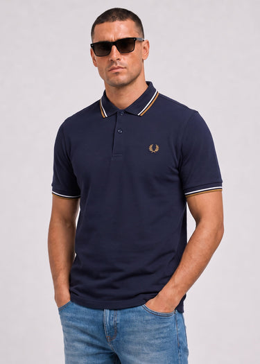 Fred Perry Poloshirts Twin tipped polo - twilight navy snow white dark caramel