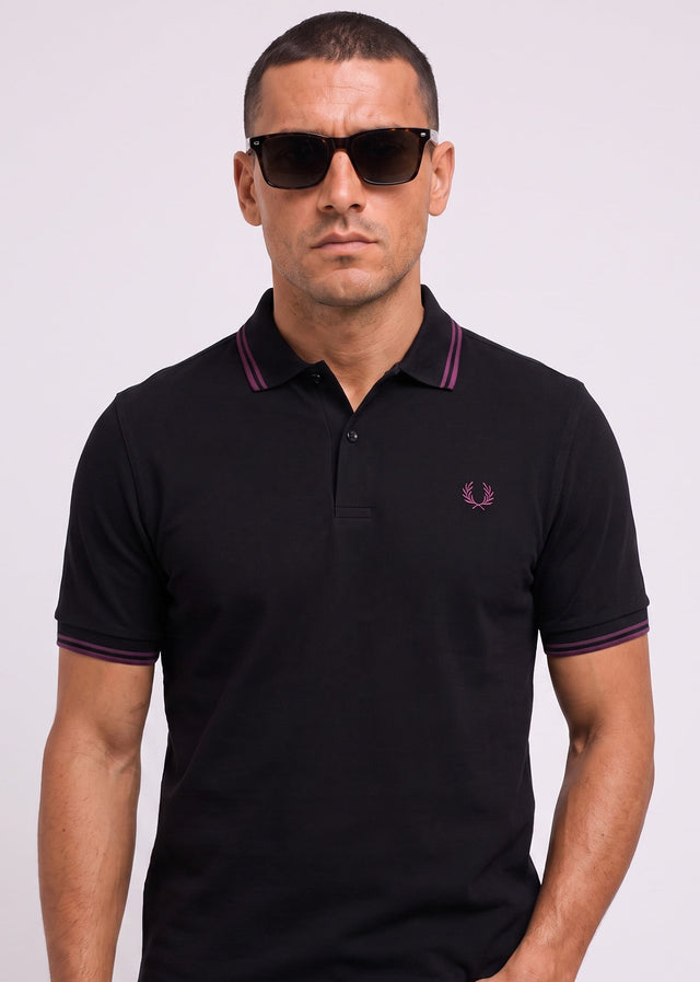 Fred Perry Poloshirts Twin tipped polo - black plum plum