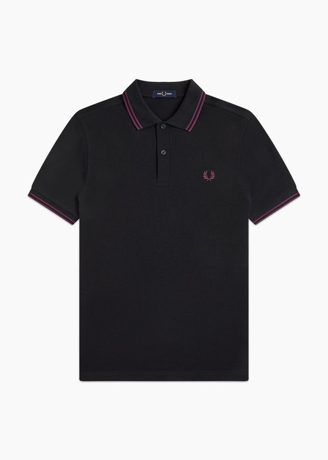 Fred Perry Poloshirts Twin tipped polo - black plum plum