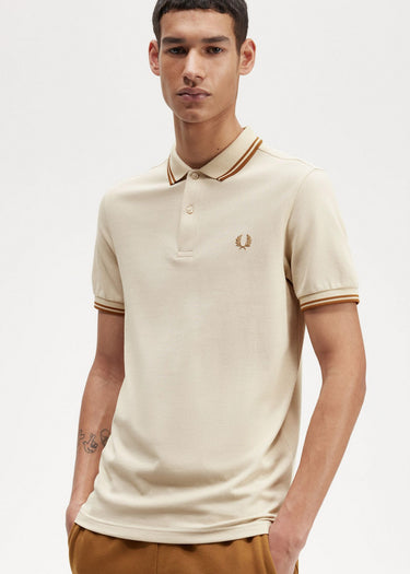 Fred Perry Polo's Twin tipped fred perry shirt - oatmeal