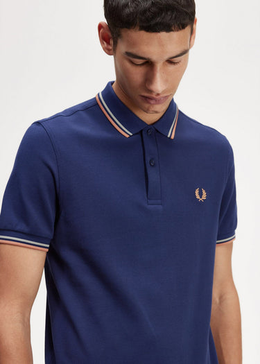 Fred Perry Polo's Twin tipped fred perry shirt - french navy seagrass light rust