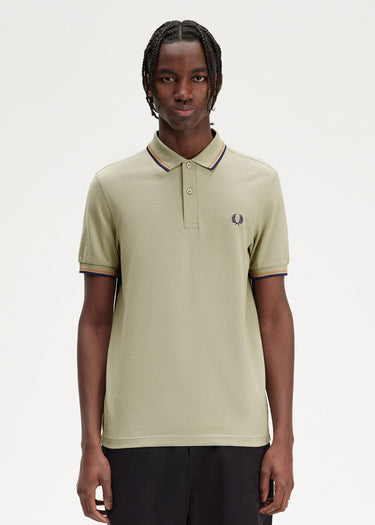 Fred Perry Polo's Twin tipped fred perry shirt - seagrass light rust french navy