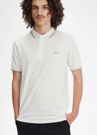 Fred Perry Polo's Twin tipped Fred Perry shirt - snow white oatmeal white stone