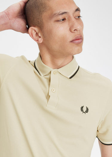 Fred Perry Polo's Twin tipped fred perry shirt - oatmeal ecru blk