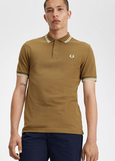 Fred Perry Polo's Twin tipped Fred Perry shirt - shaded stone snow white ecru