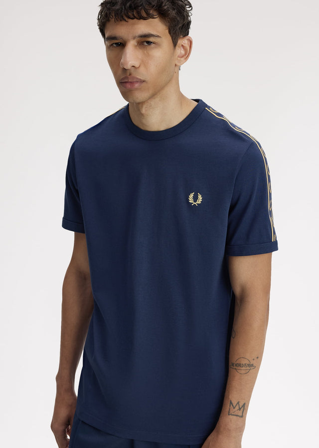 Fred Perry T-Shirts Contrast tape ringer t-shirt - tennis blue champagne