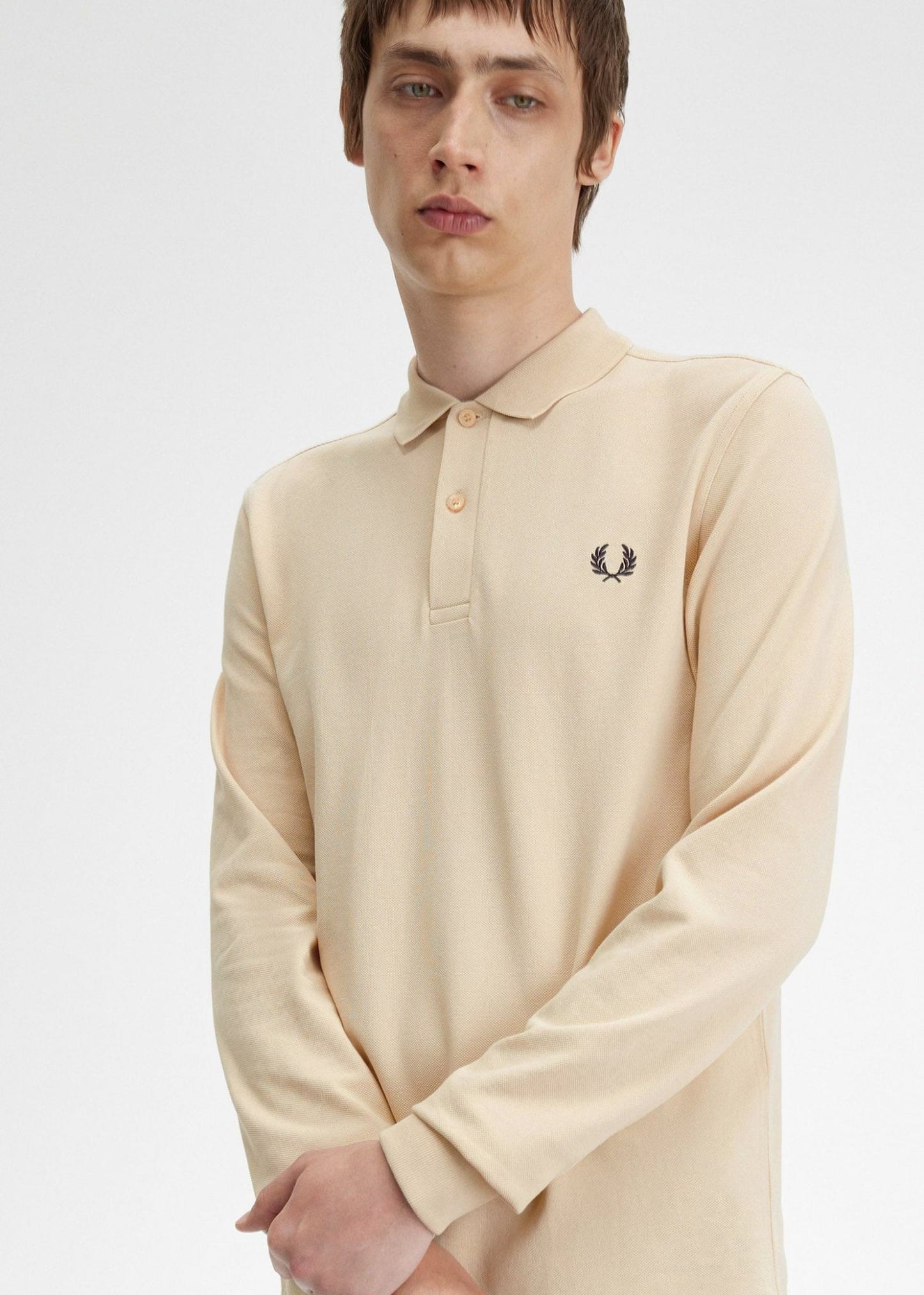 Fred Perry Longsleeve Polo's Ls plain fred perry shirt - oatmeal black