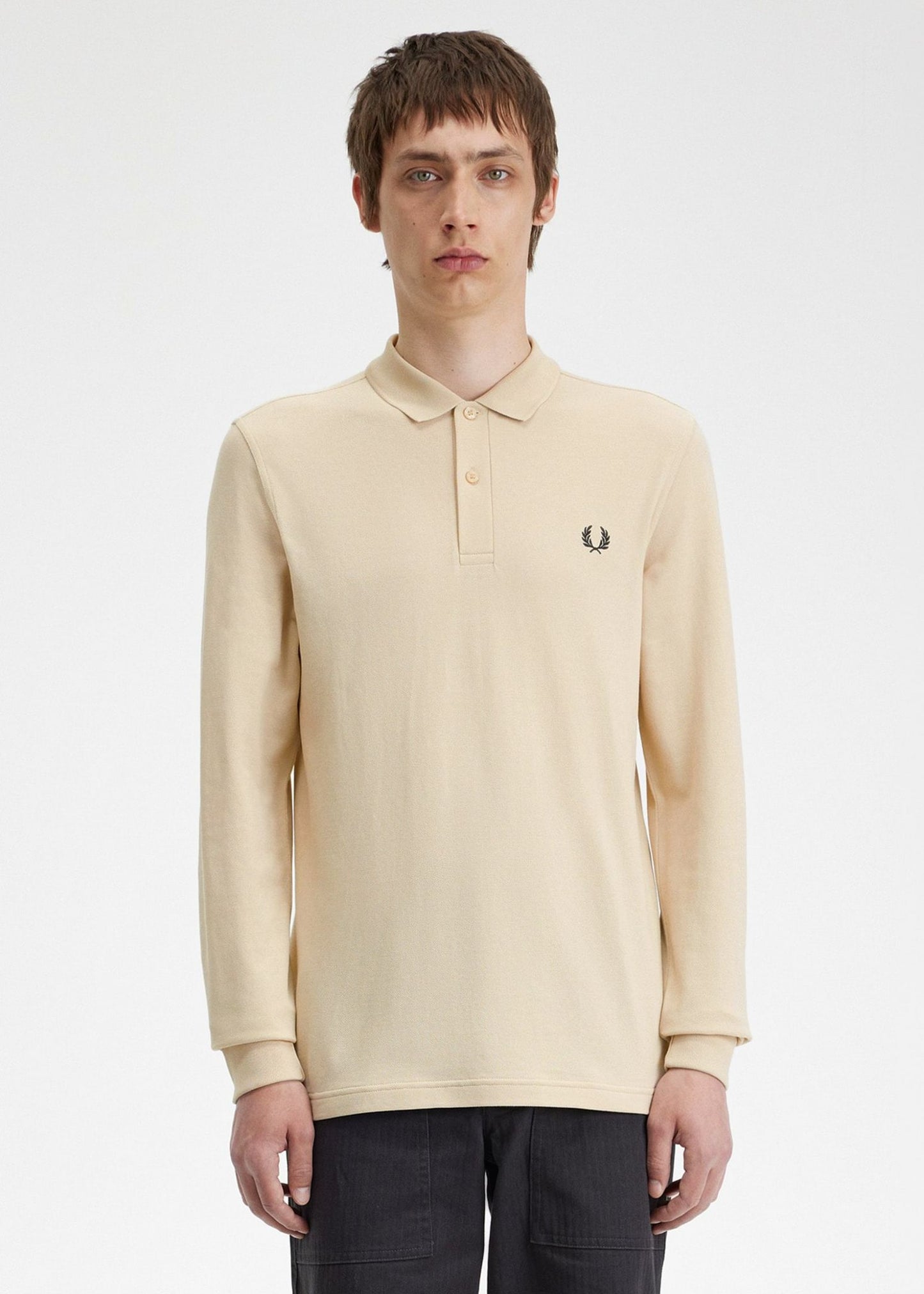 Fred Perry Longsleeve Polo's Ls plain fred perry shirt - oatmeal black