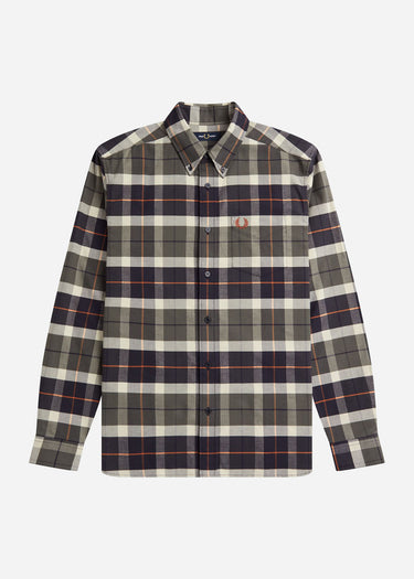 Fred Perry Overhemden Brushed tartan shirt - field green