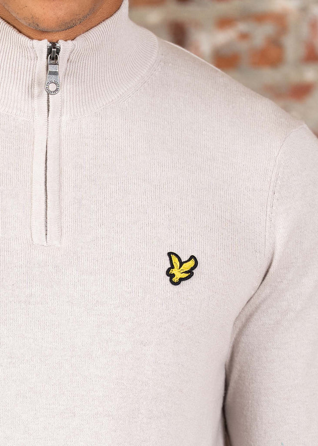 Lyle & Scott Pullover Cotton merino quarter zip jumper - cove