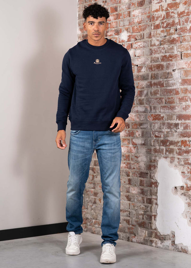 Aquascutum Pullover Centered logo crewneck - navy