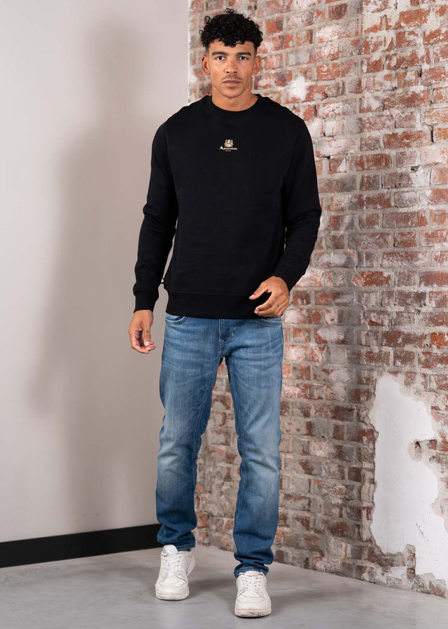 Aquascutum Pullover Centered logo crewneck - black