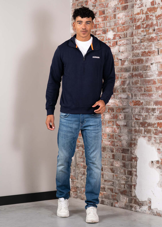 Napapijri Pullover Small box quarter zip sweat - blue marine