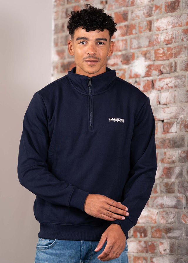 Napapijri Pullover Small box quarter zip sweat - blue marine