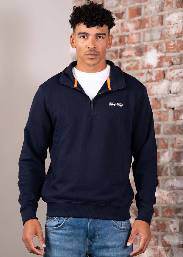 Napapijri Pullover Small box quarter zip sweat - blue marine