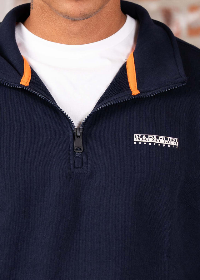 Napapijri Pullover Small box quarter zip sweat - blue marine