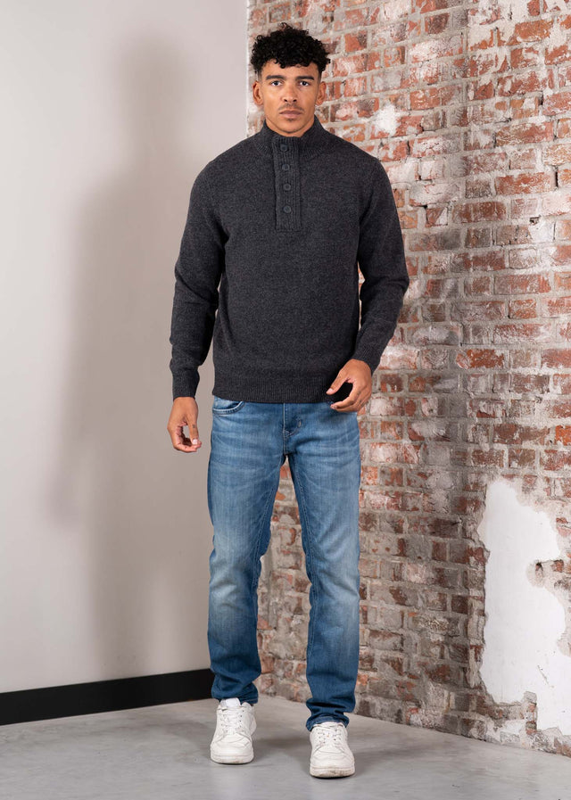 Barbour Pullover Essential patch half zip knitted jumper - charcoal
