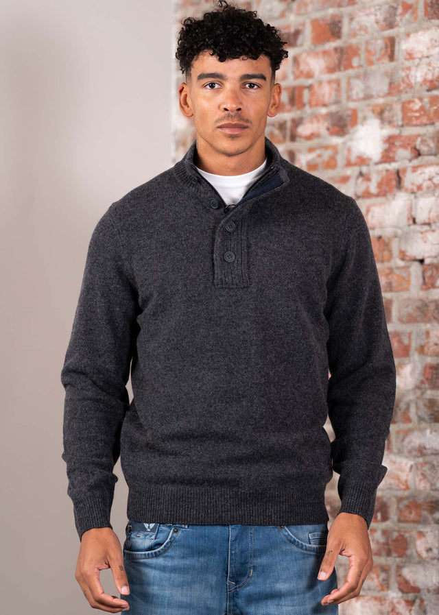 Barbour Pullover Essential patch half zip knitted jumper - charcoal