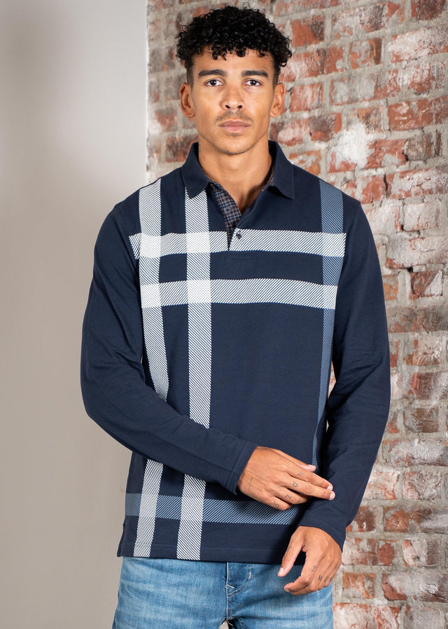 Barbour Langarm Polos Blaine tailored ls polo shirt - navy