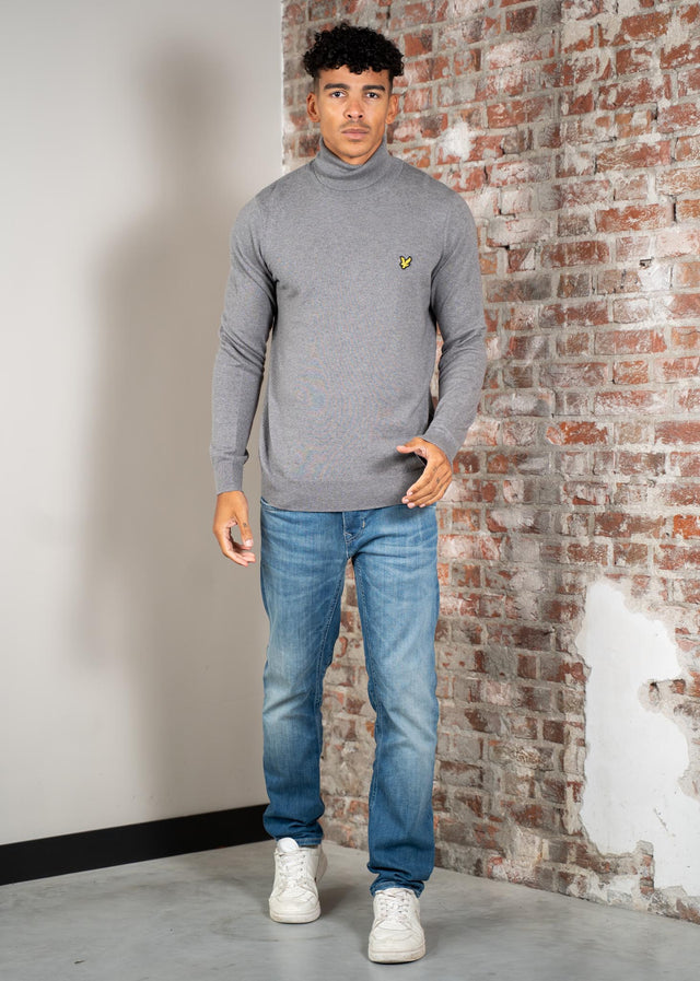 Lyle & Scott Pullover Cotton merino turtleneck jumper - mid grey marl