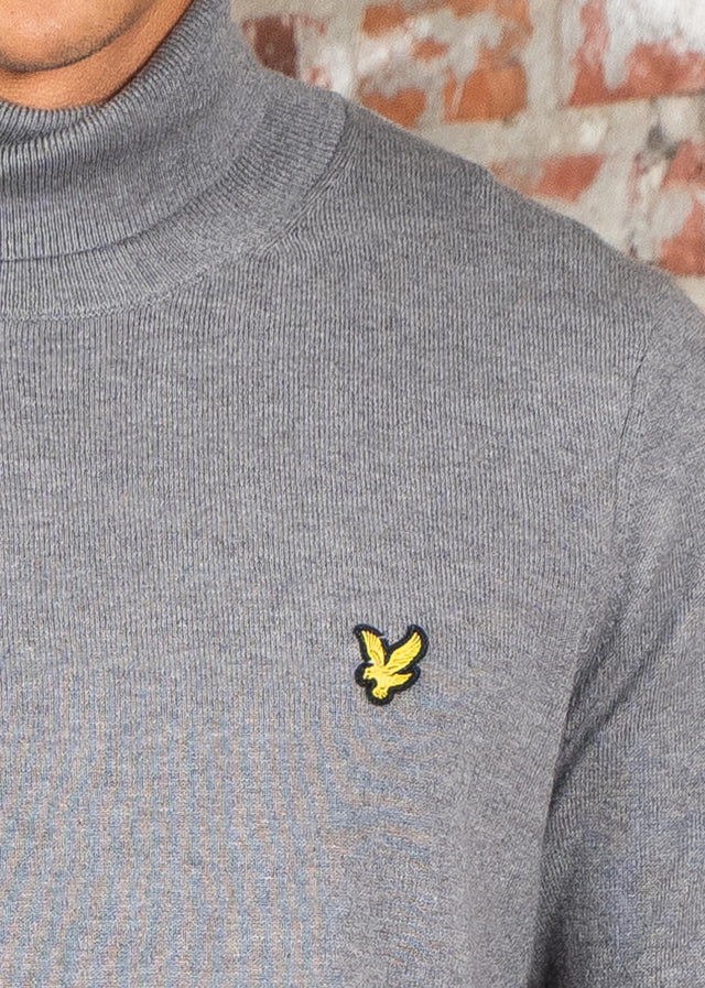 Lyle & Scott Pullover Cotton merino turtleneck jumper - mid grey marl