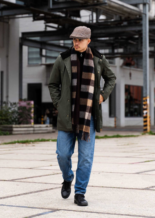 Barbour Caps Cheviot flat cap - brown herringbone