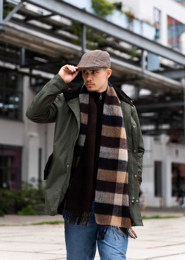 Barbour Caps Cheviot flat cap - brown herringbone