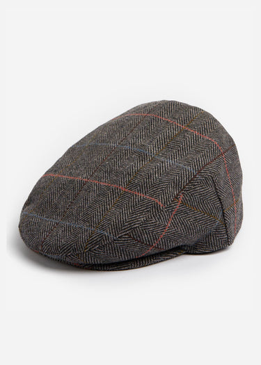 Barbour Petten Wilkin flat cap - charcoal herringbone