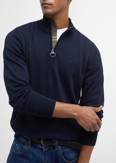 Barbour Truien Cotton half zip knitted jumper - navy