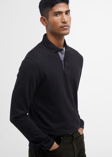 Barbour Polo's Barbour essential ls tartan pique polo shirt - black