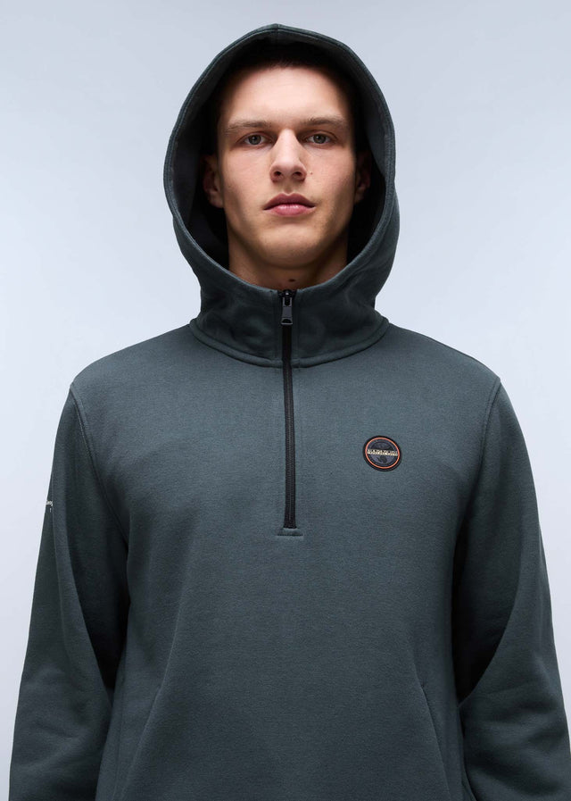 Napapijri Hoodies Badge halfzip hoodie - green urban