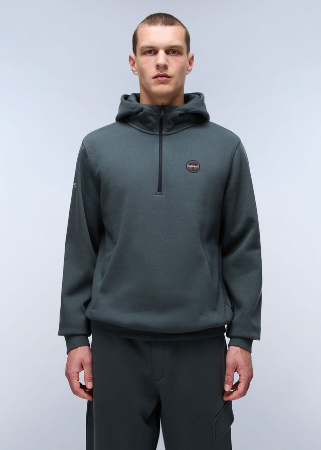 Napapijri Hoodies Badge halfzip hoodie - green urban