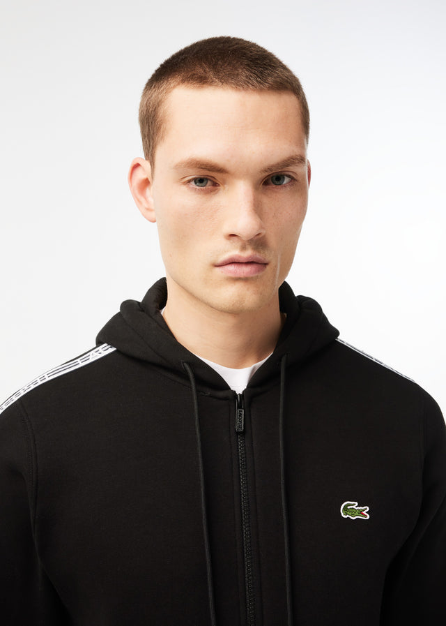 Lacoste Sweatjacken Contrast stripe zip through hoodie - black