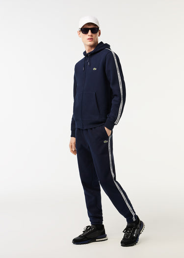 Lacoste Vesten Contrast stripe zip through hoodie - navy blue