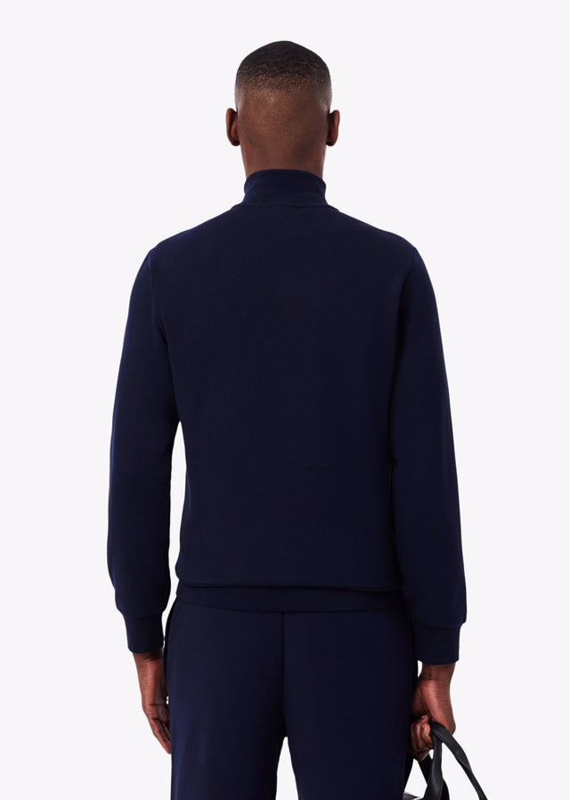 Lacoste Pullover Brushed fleece zip through sweater - Navy