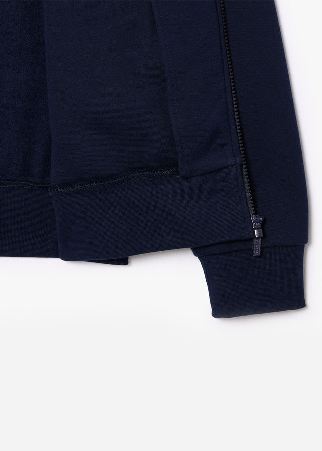 Lacoste Pullover Brushed fleece zip through sweater - Navy