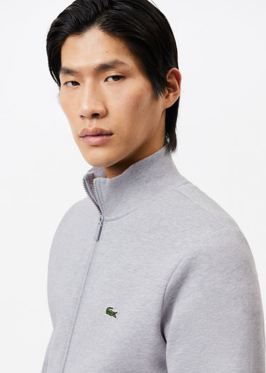 Lacoste Vesten Brushed fleece zip through sweater - Silver Chine