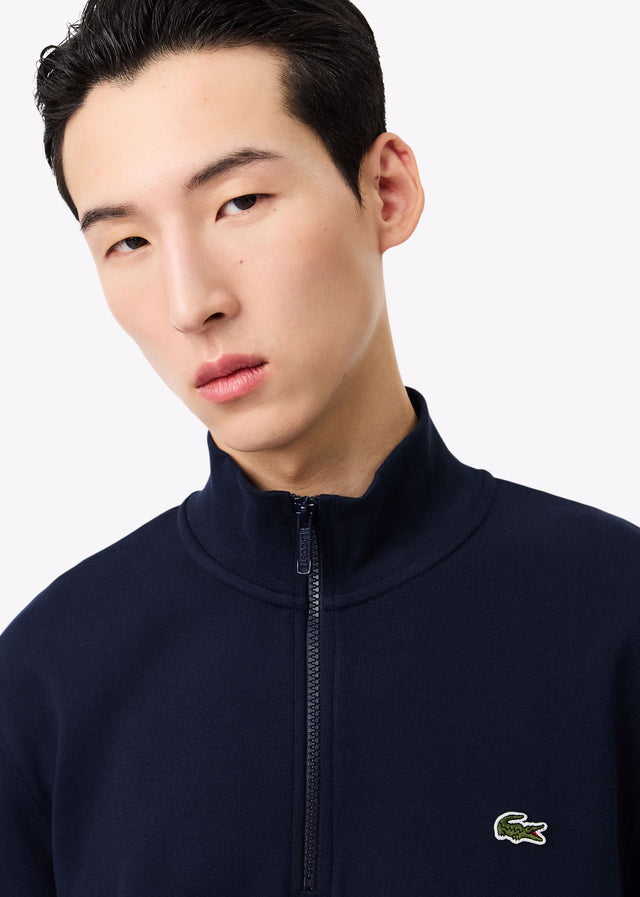 Lacoste Pullover High neck zip up fleece sweatshirt - navy blue