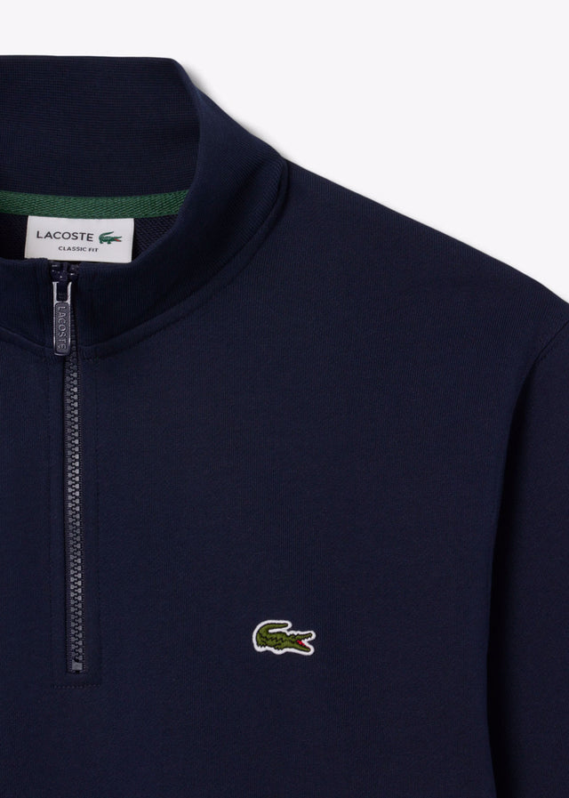 Lacoste Pullover High neck zip up fleece sweatshirt - navy blue