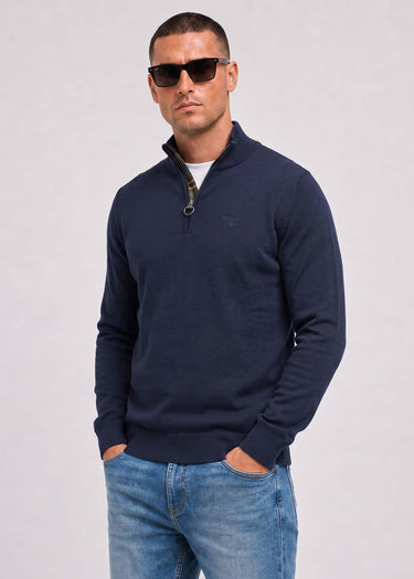 Barbour Pullover Cotton half zip knitted jumper - navy