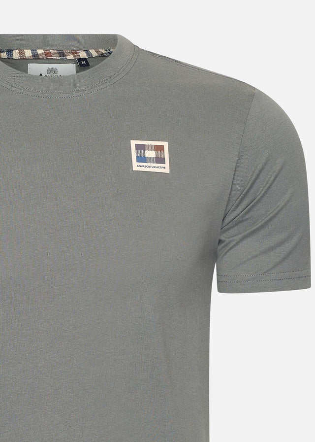 Aquascutum T-Shirts Active club check patch t-shirt - grey