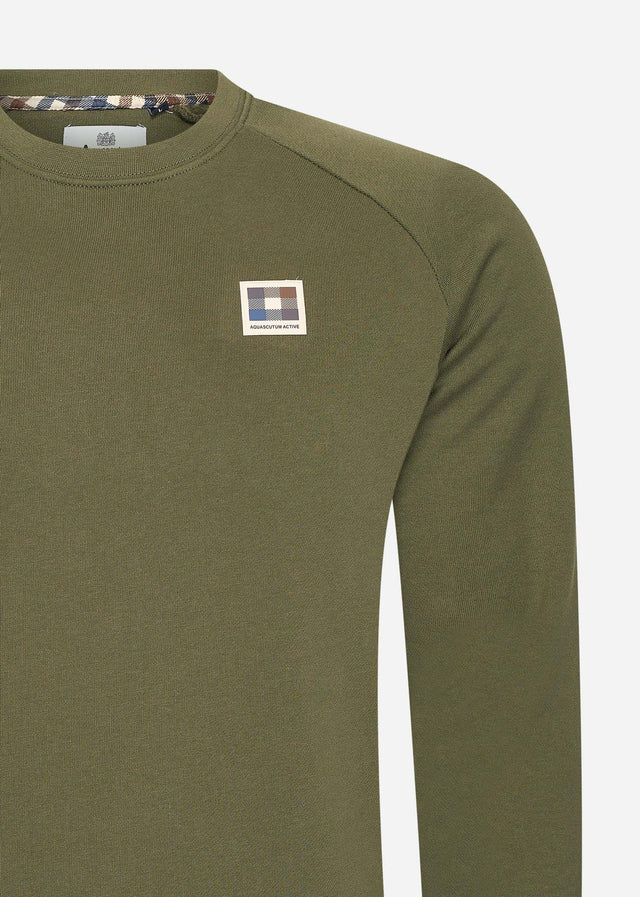Aquascutum Pullover Active patch crewneck - army green